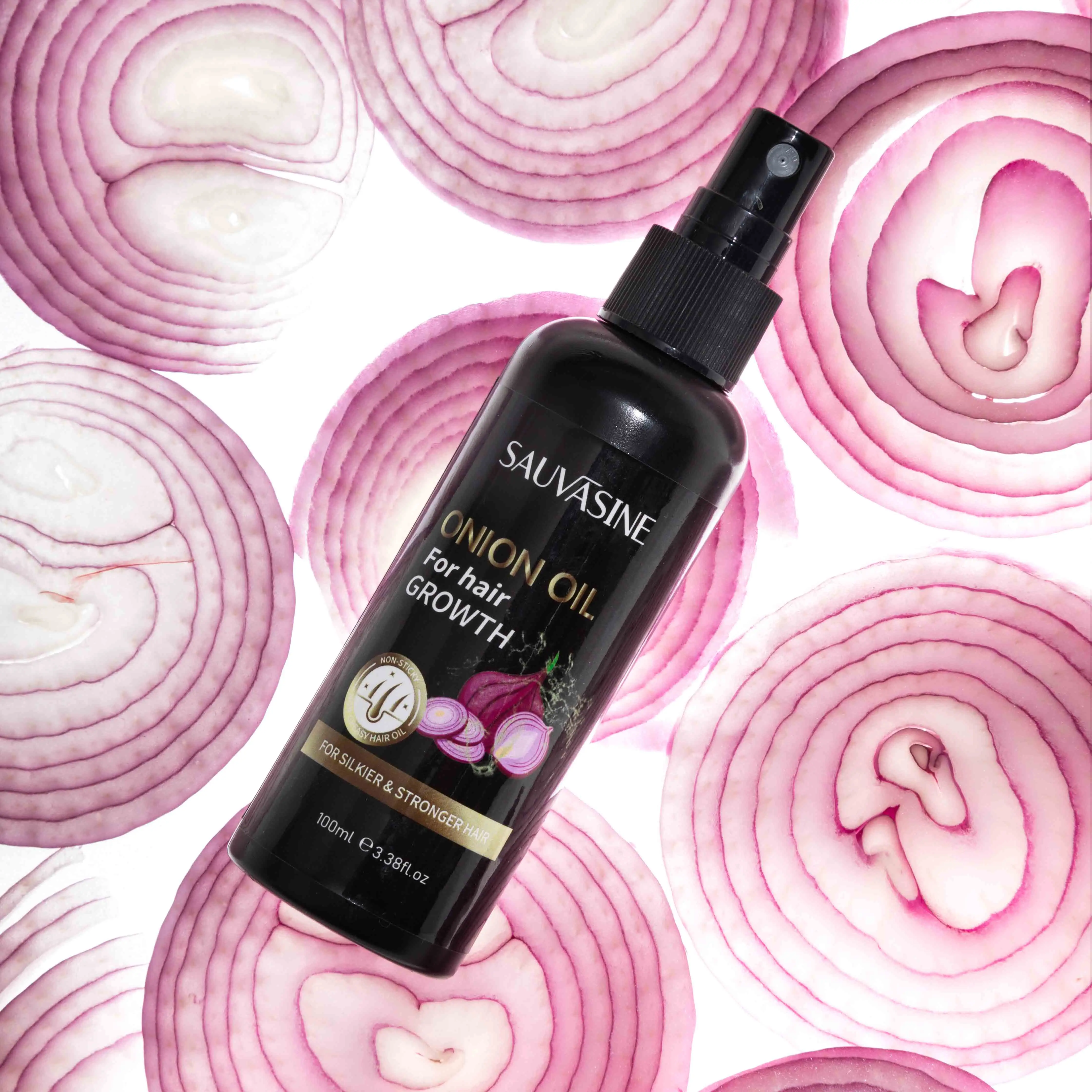 Privae label pure vegan organic nourishing repairing hair-loss prevention healthy hair growth care onion oil for hair growth