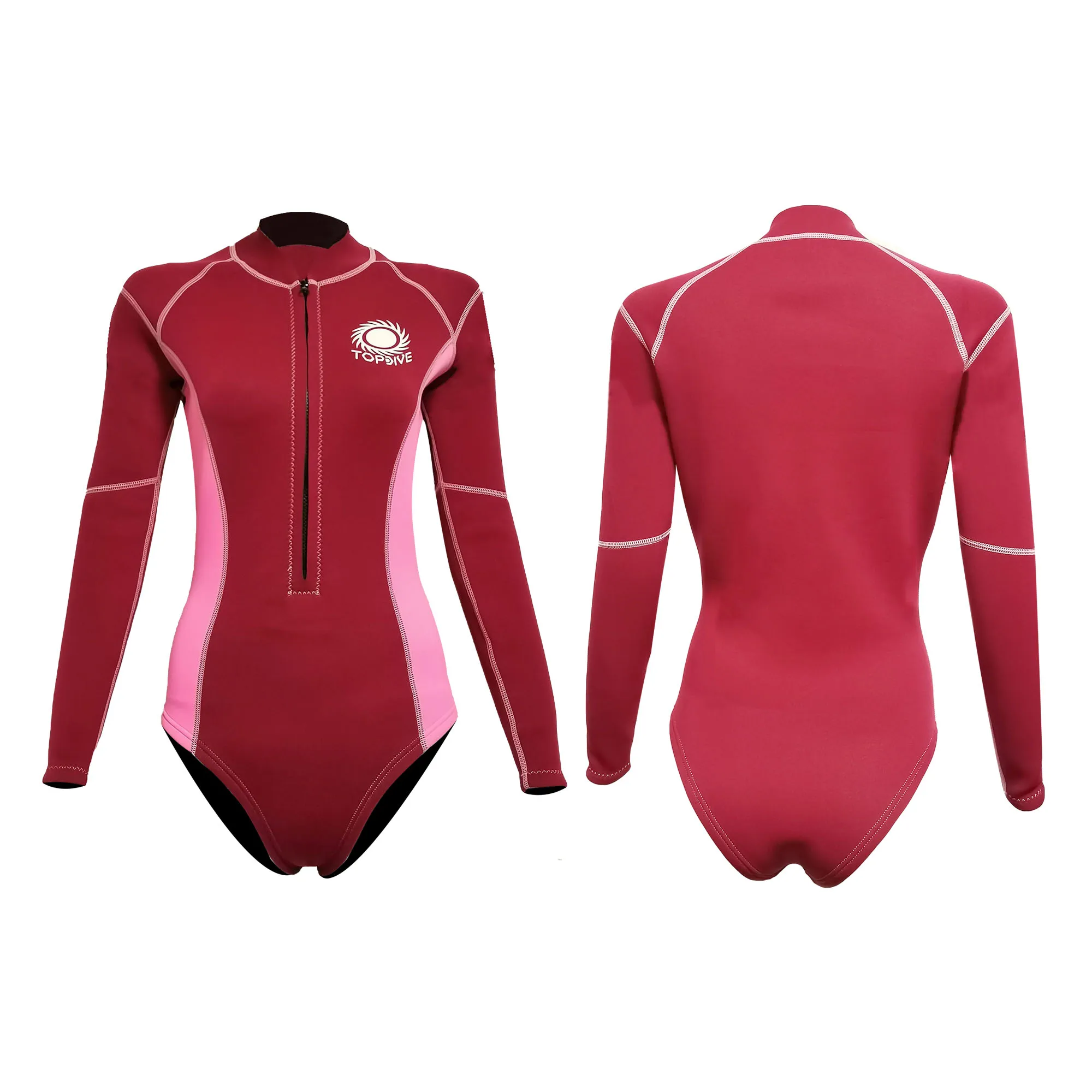 Customized Plum Women Wetsuit 2mm Neoprene Short  Long Sleeve Diving Wetsuit For Swimming Season