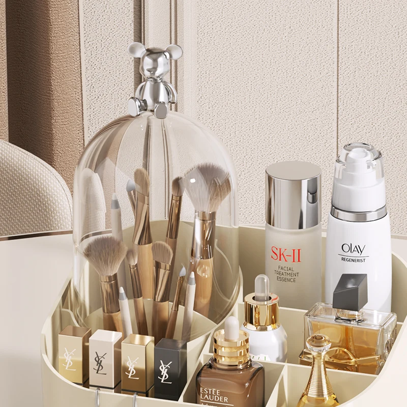Rotating Brush Holder Desk Organizer Office Table Storage Box Pencil Pen with for Supplies Makeup
