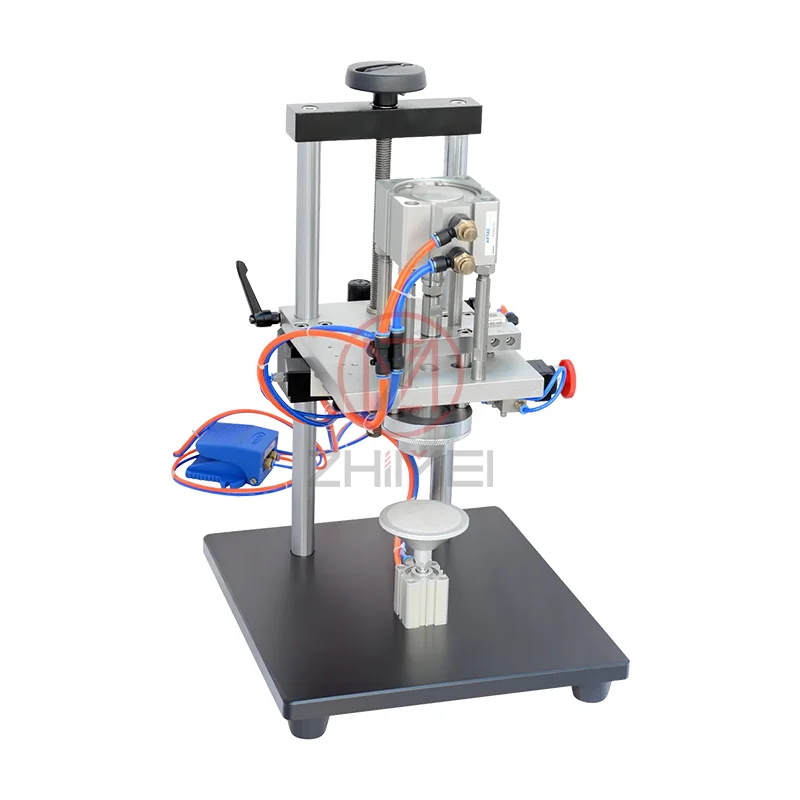 Pneumatic small perfume bottle pump machine crimping sealing closing manual semi-auto perfume crimping machine