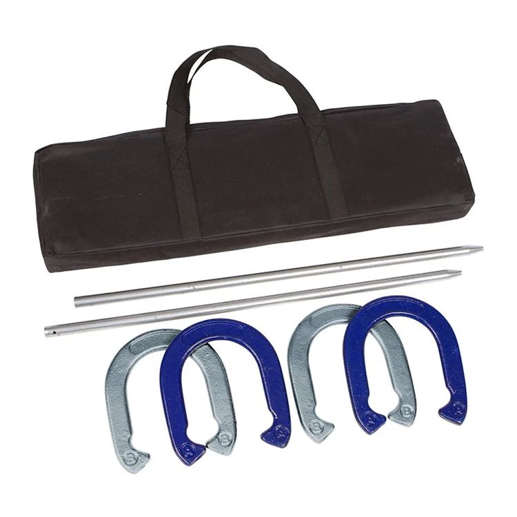 Metal Horseshoes Toss Game 4 Steel Forged Horseshoes Traditional Outdoor Lawn Games For Backyard Sports Horseshoes Sets