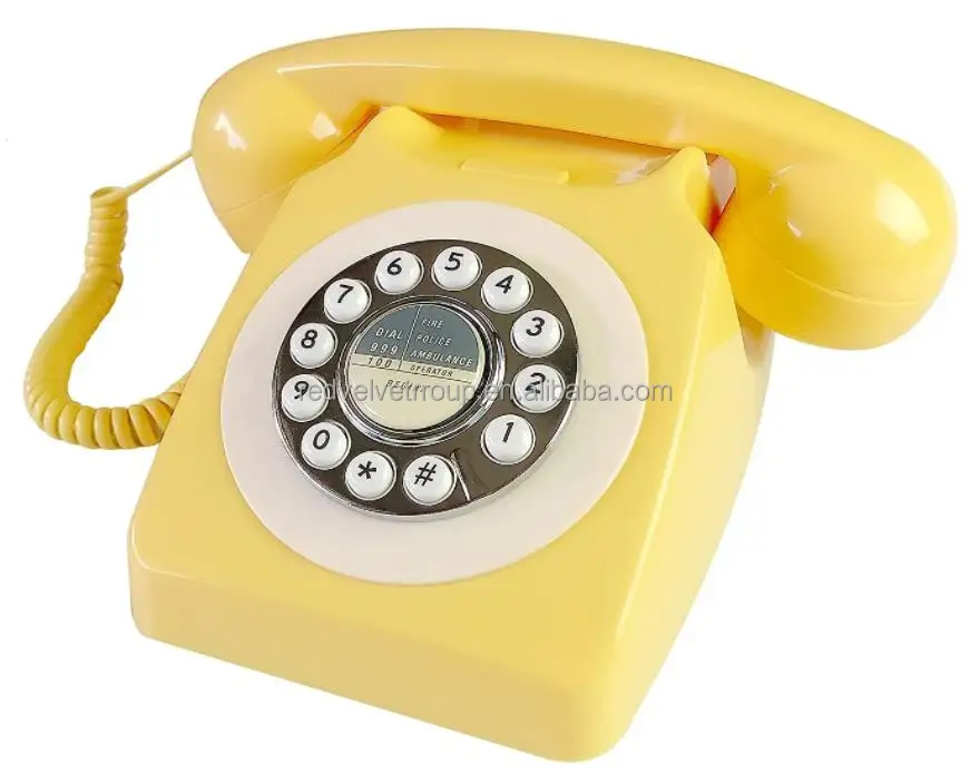 Home Decor Antik Pink Decorative Landline Retro Desk Telephone Recorder Classical Rotary Dial Retro Telephone With Sim Card
