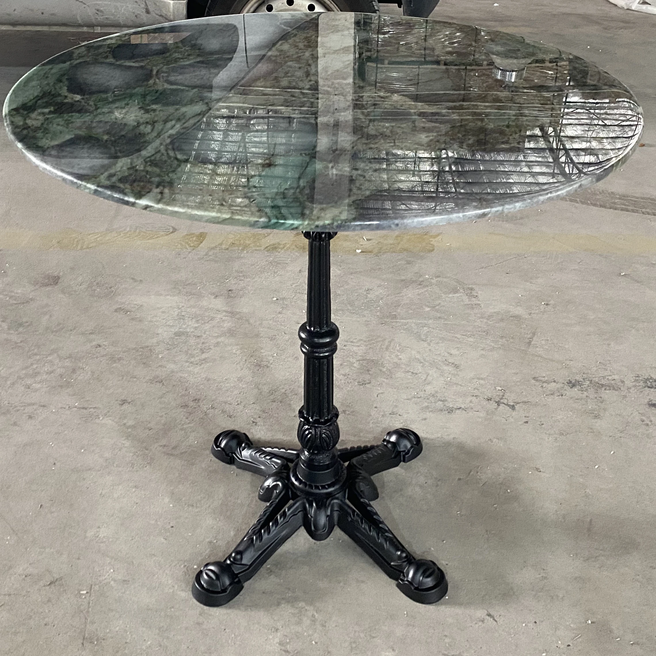 Modern Sintered Stone Basse Travertin Coffee Cafe Table Bar 4 Seater Round Single Leg Dining Table Travertine Restaurant Table