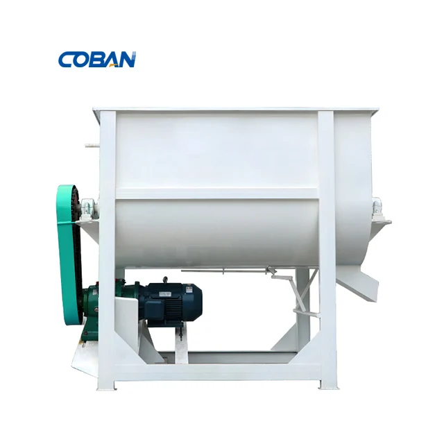 Multipurpose horizontal feed mixer double screw belt organic fertilizer mixing equipment animal feed powder mixer machine