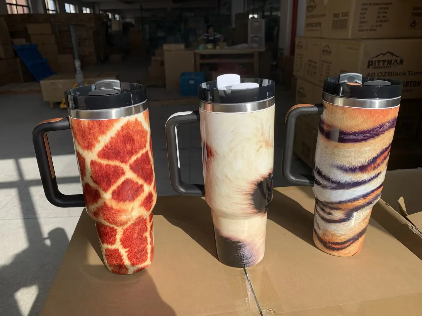 2024 H2.0 Plus popular 40oz wild animal Double Wall Vacuum 304 Stainless Steel Adventure All Over Printing Cow Cup With Straw