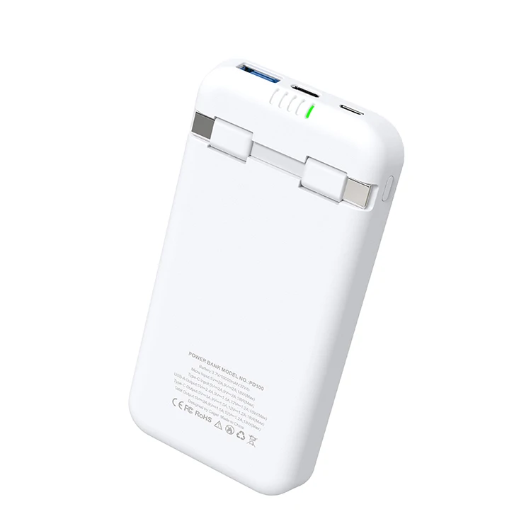 
Portable Power Display Type-C Bidirectional Fast Charger Power Bank with Removable Built-in Charging Cable 