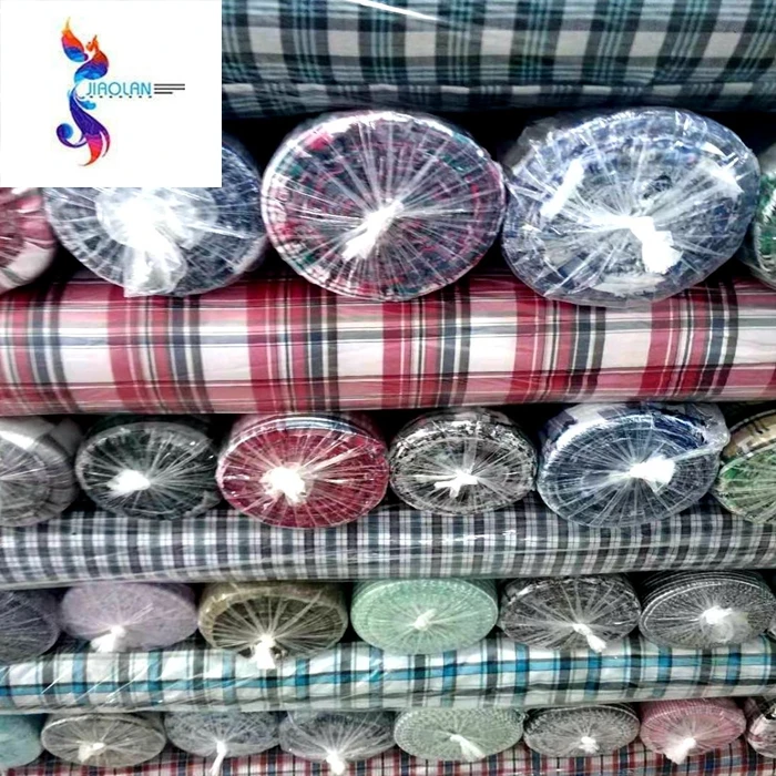 Mix Yarn Dyed Shirting Stock Lot Recycled Fabric New Style Polyester and Cotton Woven Plain  STANDARD 100 In-stock Items