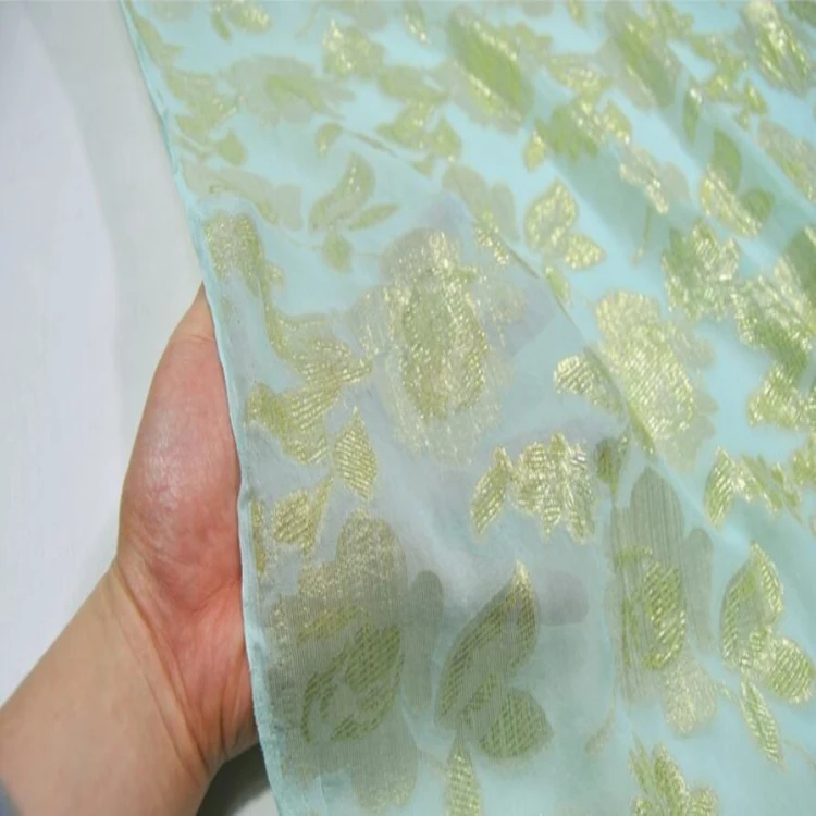 lurex silk fabric colorful metallic jacquard silk chiffon fabric
