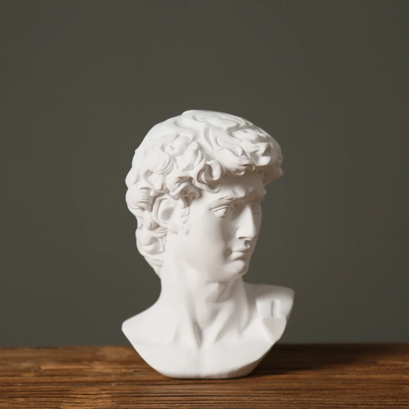 World Famous Statue Retro Art Resin Head Skull Sculpture Sketch Abstract Sketching Image Desk Decor Figurine Craft