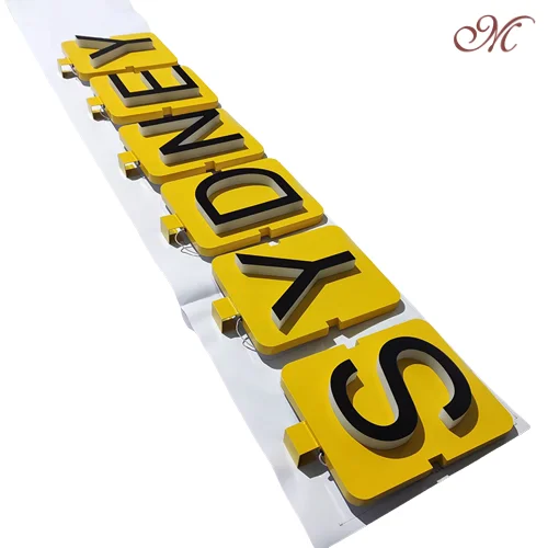 Customized 3D acrylic letter sign sidelit  black letters wall mounted signs for business & decor