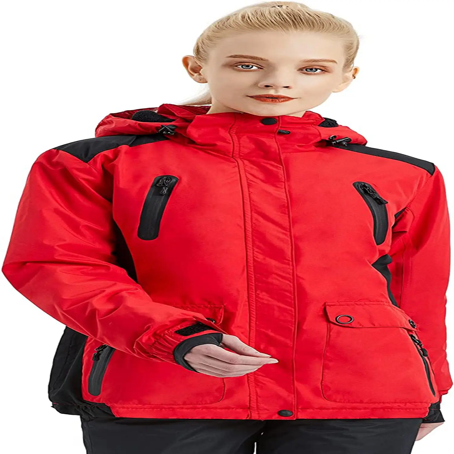 Custom Winter Eco-friendly Outdoor Sports Windproof Waterproof Snowboard Ski Suit Ski Jacket Women With Hood Full Seam Tape