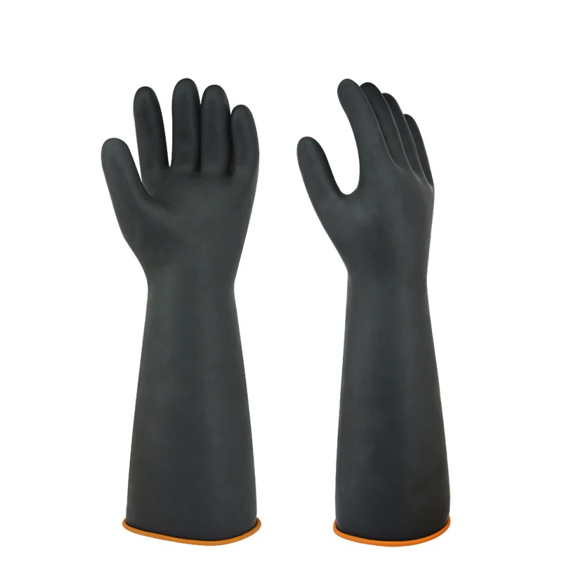 
Acid and alkali resistant latex lengthened and thickened 35/45/55 cm black industrial chemical protection gloves 