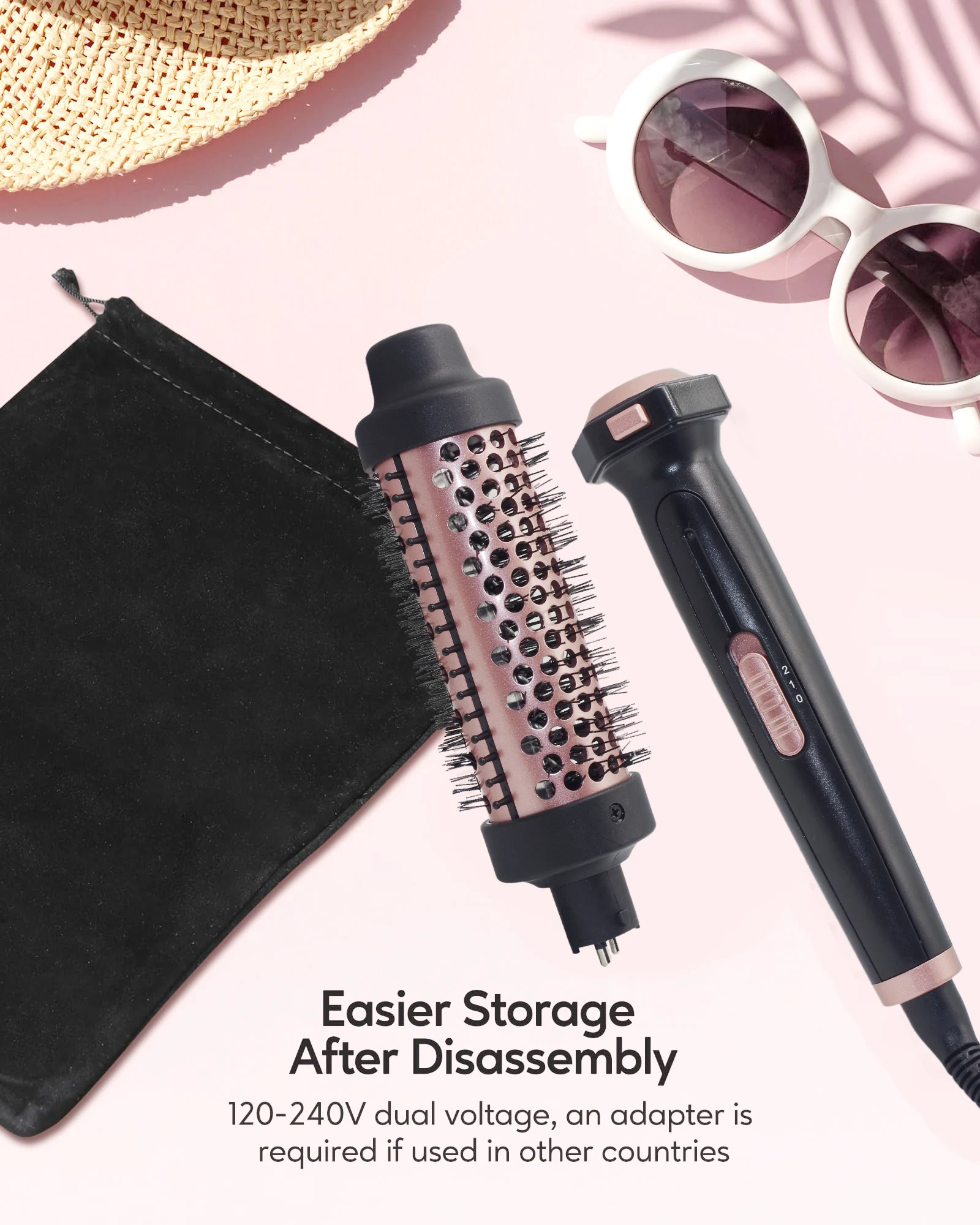 Ceramic Tourmaline Coating Barrel Heat Heated Electric Multi Removable Hair Heat Brush Round Curling Iron