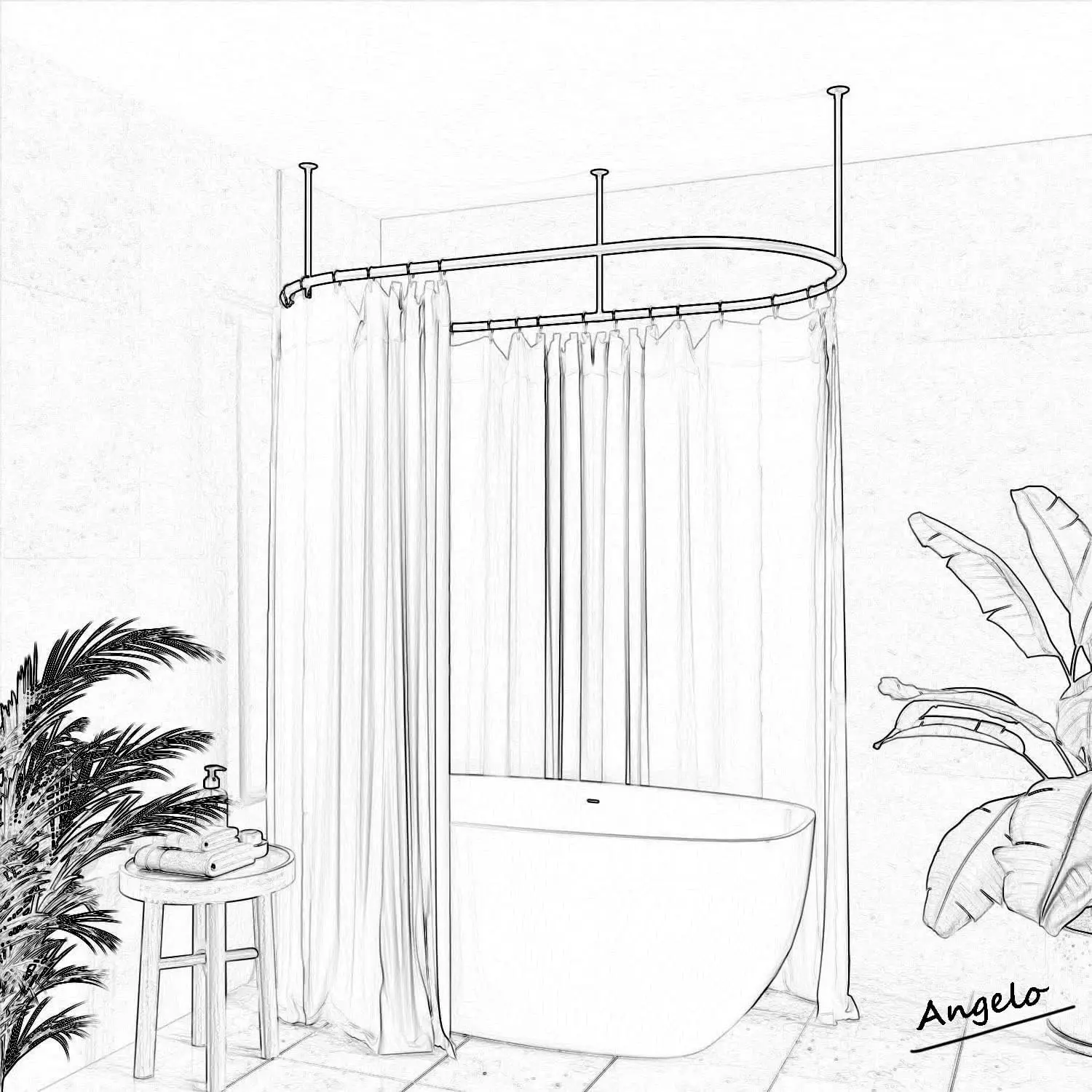 stainless steel 304 ceiling wall oval install shower curtain rod mirror polished circular shower curtain rod