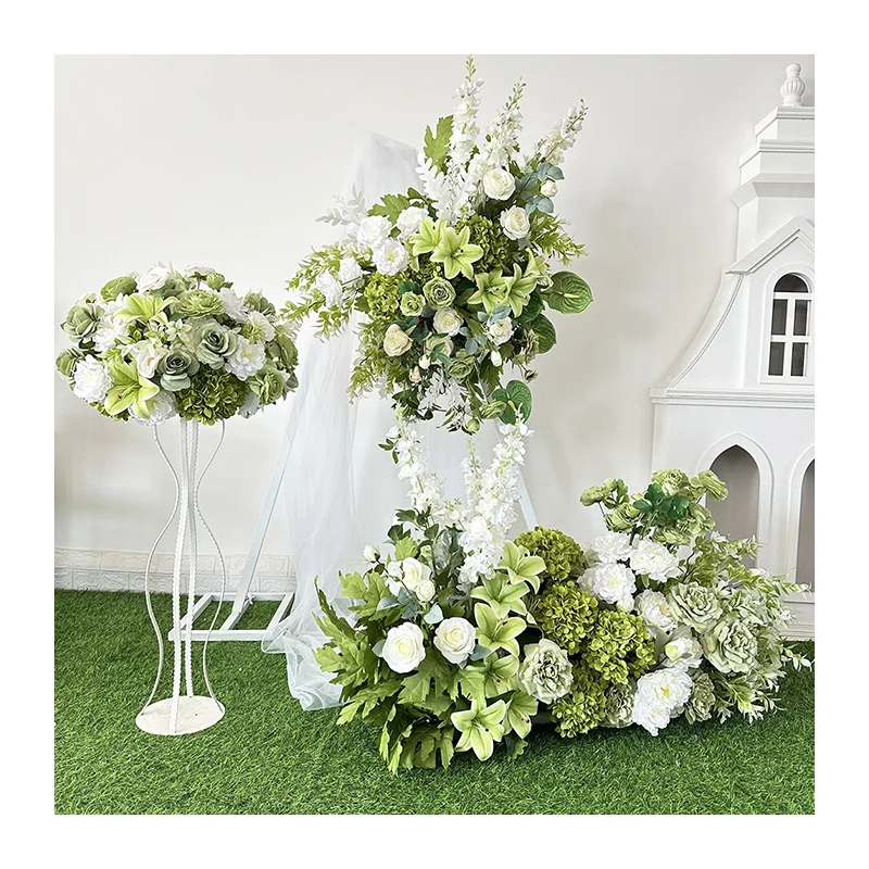 QYY Green flower plant New Design Silk Peony Flowers Orchid Balls Wedding Table Centerpieces Artificial Flower Ball Decor