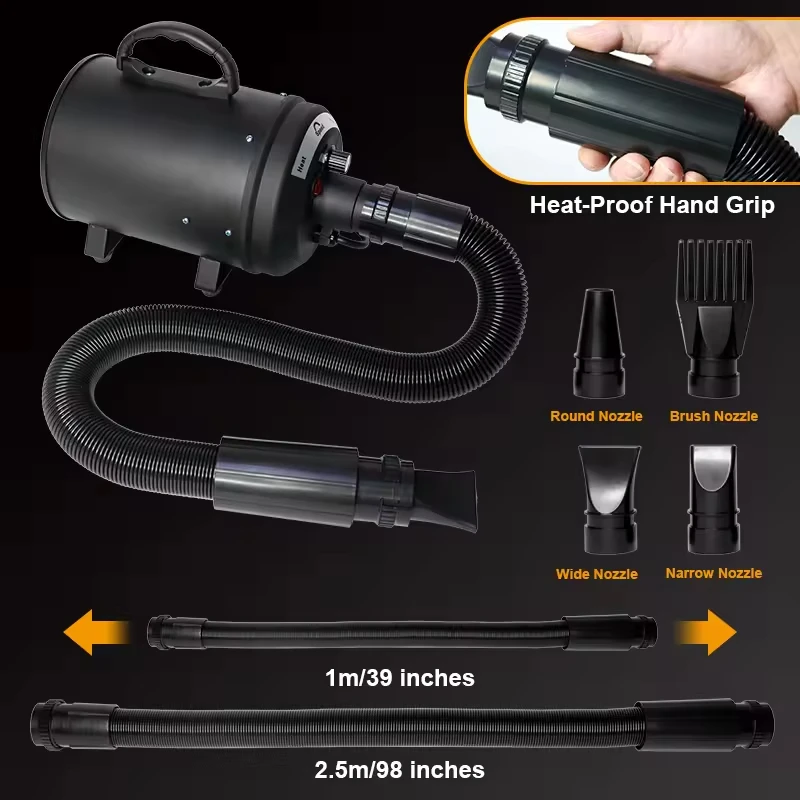 High Power Pet Hair Dryer Dog Grooming Dryer Heating Adjustable Speed Nozzles Pet Dog Hair Dryer Machine