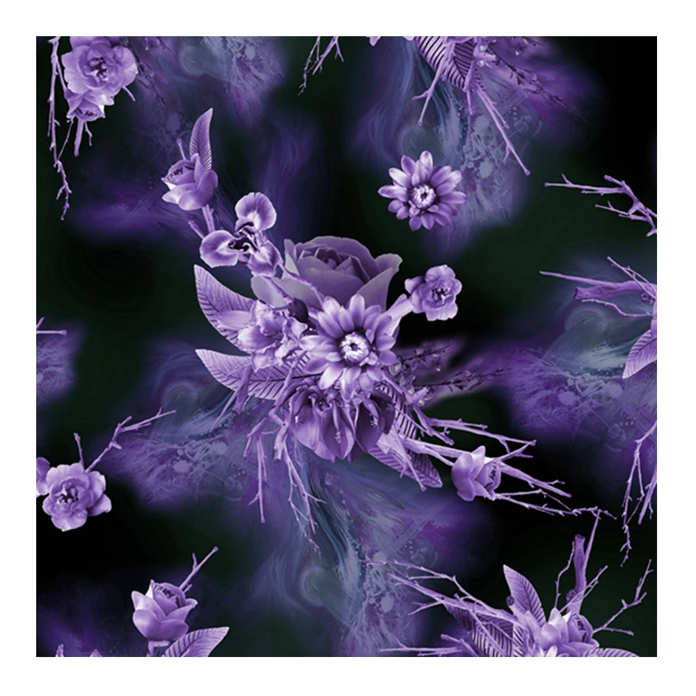 new floral pattern printed fabric polyester soft touch chiffon crepe love design for shirt surcoat short lovely dress fabric