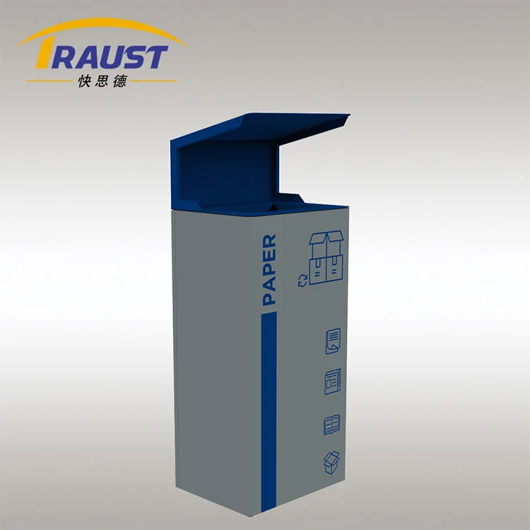 Traust Outdoor Public Metal Dustbin Standing Trash Can Litter Waste Receptacle Recycle Sorting Bin Lid Dustbin Container Sale