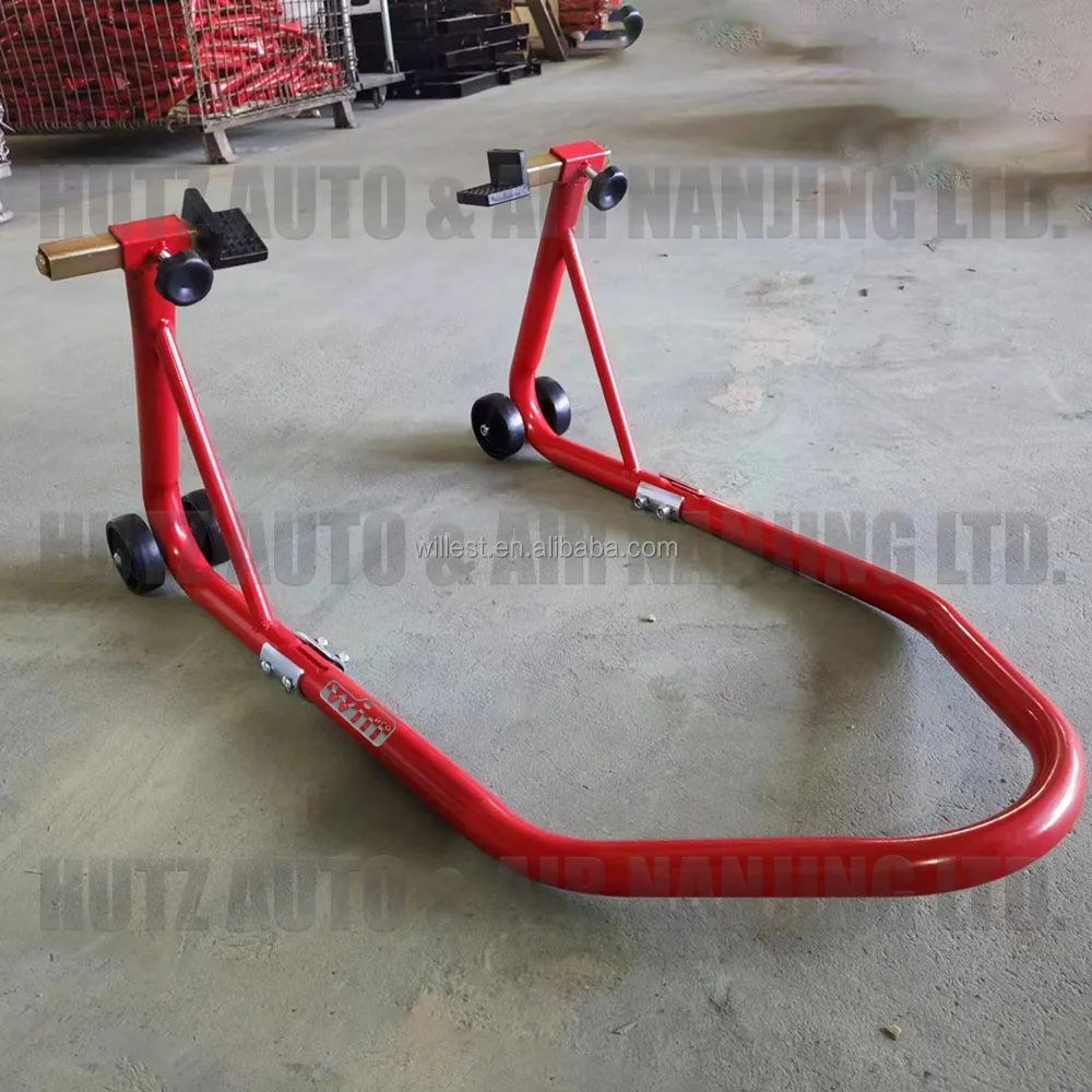 Motorbike rear paddock stand HUTZ 750 lbs steel tube motorcycle parking stand MS06R03A adjustable wheel support stand