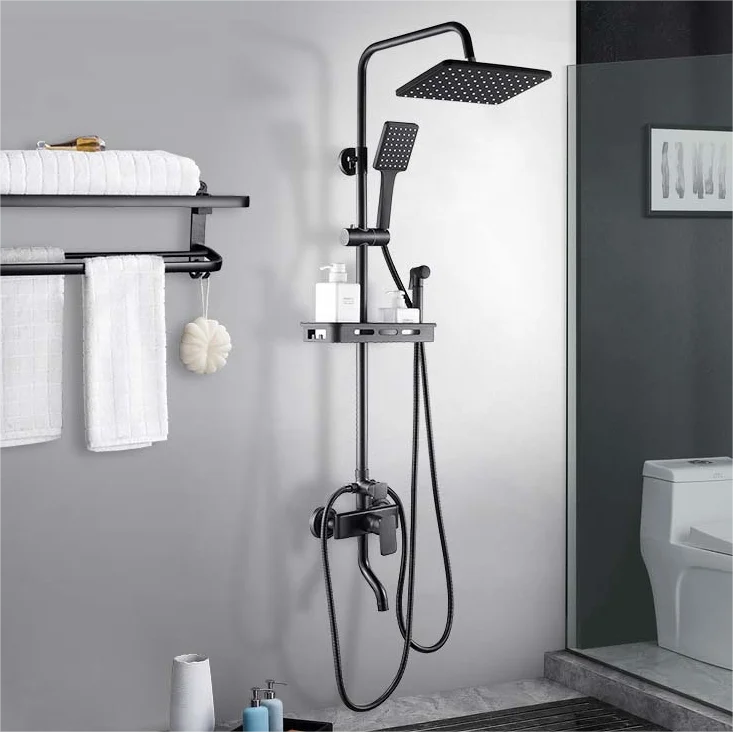 European style copper body bathroom black shower 4- function and 3-function.
