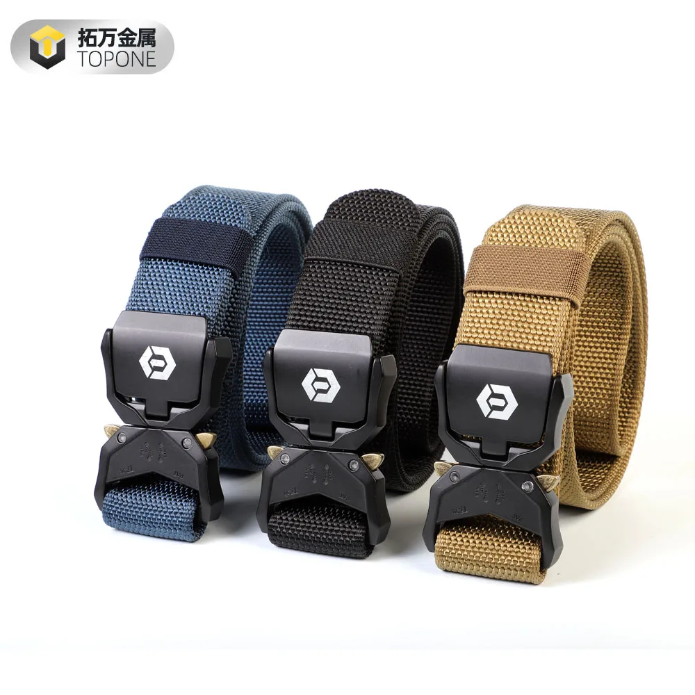 Logo Custom Belt Aluminum Alloy Quick Release Grade Tactical Nylon Belt