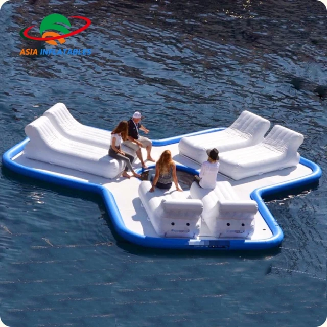 
Inflatable Air Mat, Inflatable Floating Island Pool Float Water Bar Lazy River Lounges 