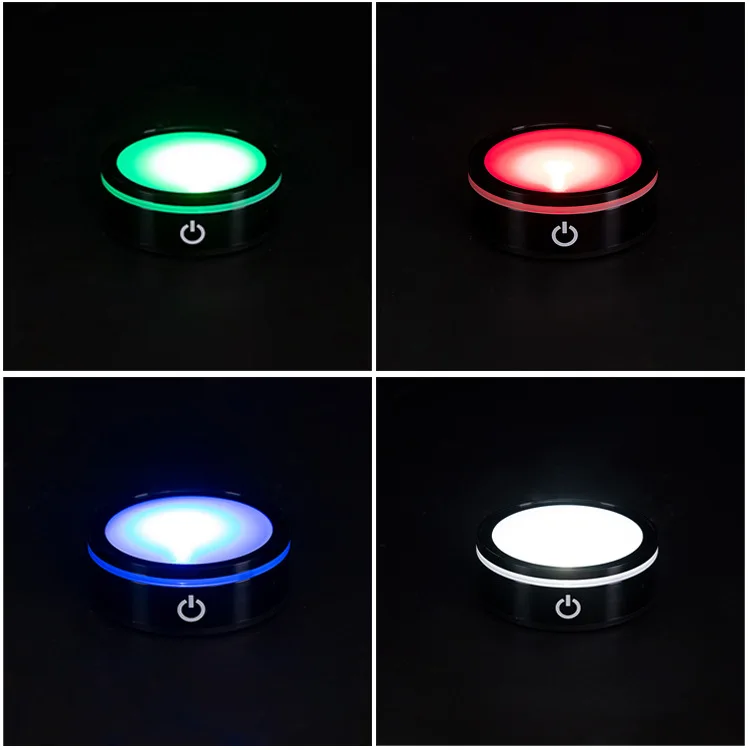 Pujiang WZ Custom USB Cable LED Light Base Hot Sale Black round Lamp Stand with Laser Engraved Touch Switch Wholesale Decoration