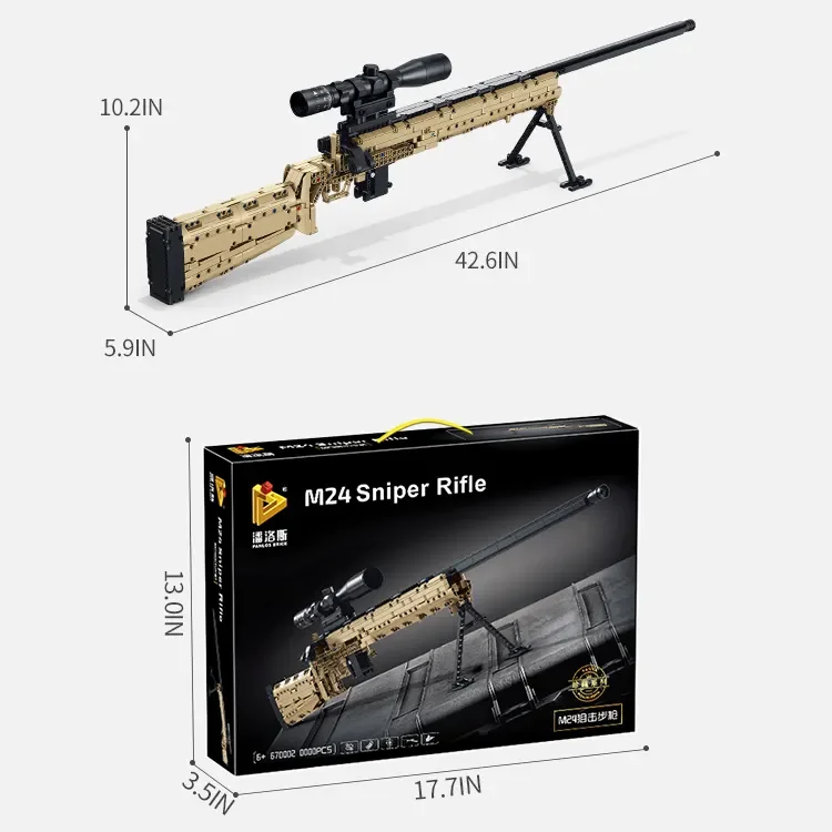 1:1 Marvel военное оружие M24 модель снайперской винтовки Panlos 670002 пластиковые блоки для стрельбы наборы строительных блоков игрушки мальчиков