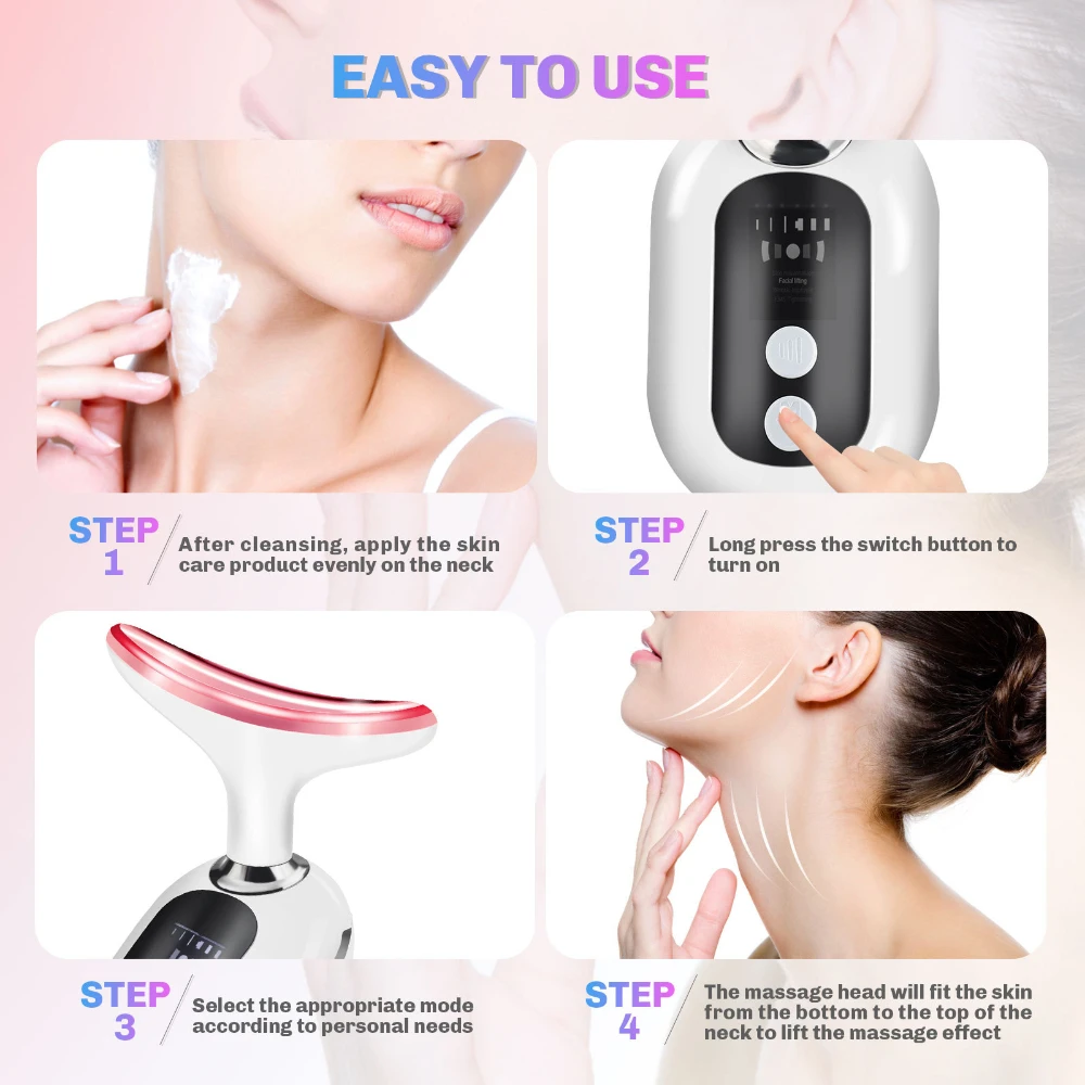 EMS beauty massager for face neck 3 light modes home use beauty products ems neck lift equipment