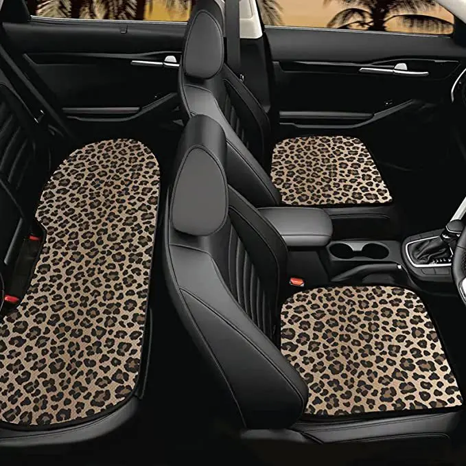 Chinese Factory Customizable Patterns Universal Beige Round Leopard Print Breathable Plush Car driver Cushion Seat Cover