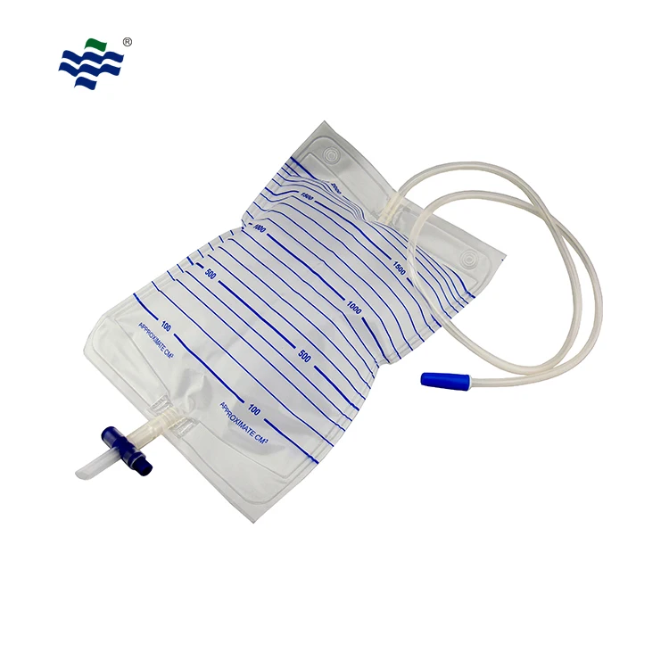 Medical grade pvc hospital level surgical adult eo gas sterile disposable 1500ml 2000ml urine drainage bag with t-tap outlet