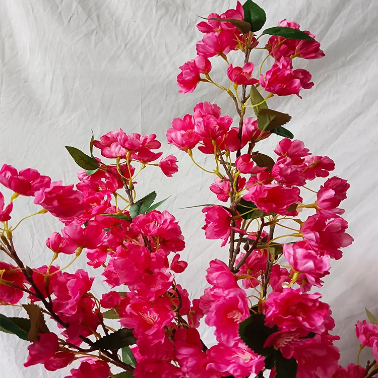 Artificial red cherry blossom tree  potted flowering plant bonsai tree for sale MY3109