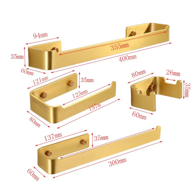 Aluminum Self Adhesive Bathroom Accessory Bathroom Accessories Sanitary Hardware Set