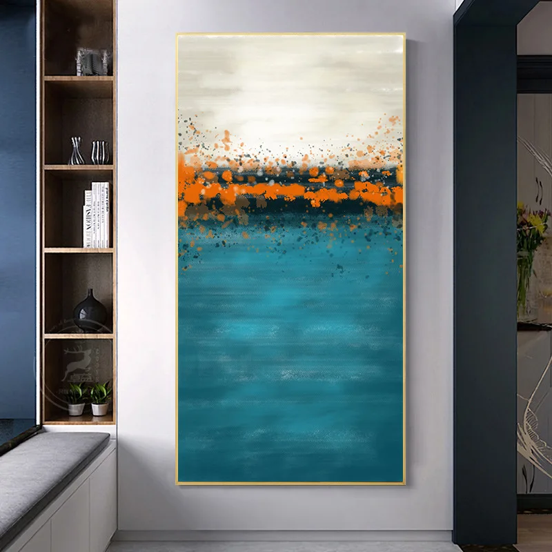 Современная абстрактная печать многоцветная Обрамленная Картина на холсте для настенного декора