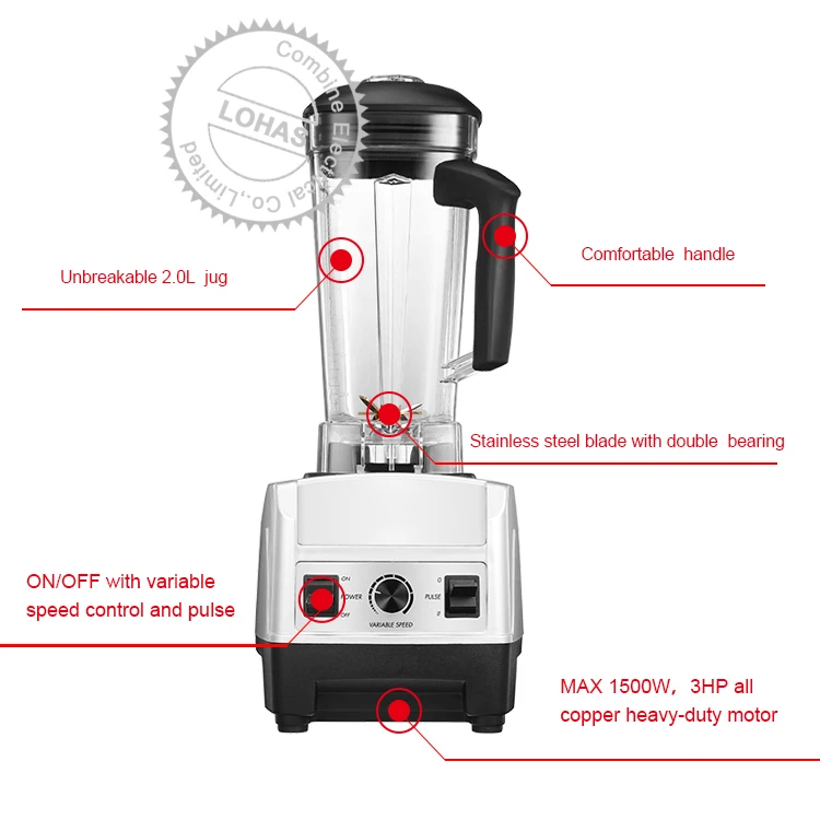 shenzhen  electric 2 liter heavy duty stand commercial mixer juicer smoothie blender