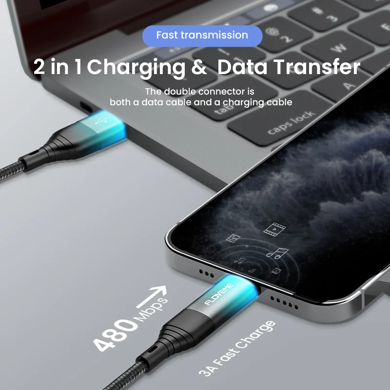 DHL Free Shipping FLOVEME New Four in One 3A Nylon Data Sync Fast Charging Type C To Type C Charger Cable For Sale