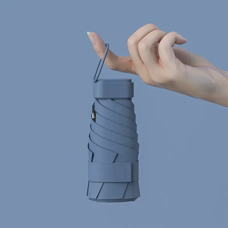 Wholesale Small Portable 6-Fold EVA handle for Adults Modern Mini Capsule pocket Umbrella with Strap Updated Hand Bag Design