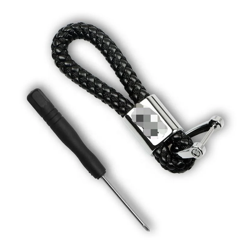 Брелок ручной работы с кожаным плетеным логотипом автомобиля, модный брелок на заказ, брелок из искусственной кожи