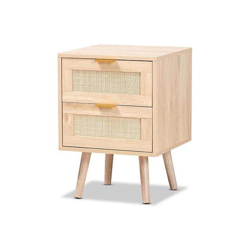 Производитель современной 2 ящиками тумбочке MDF деревянная спальная мебель из ротанга прикроватный столик