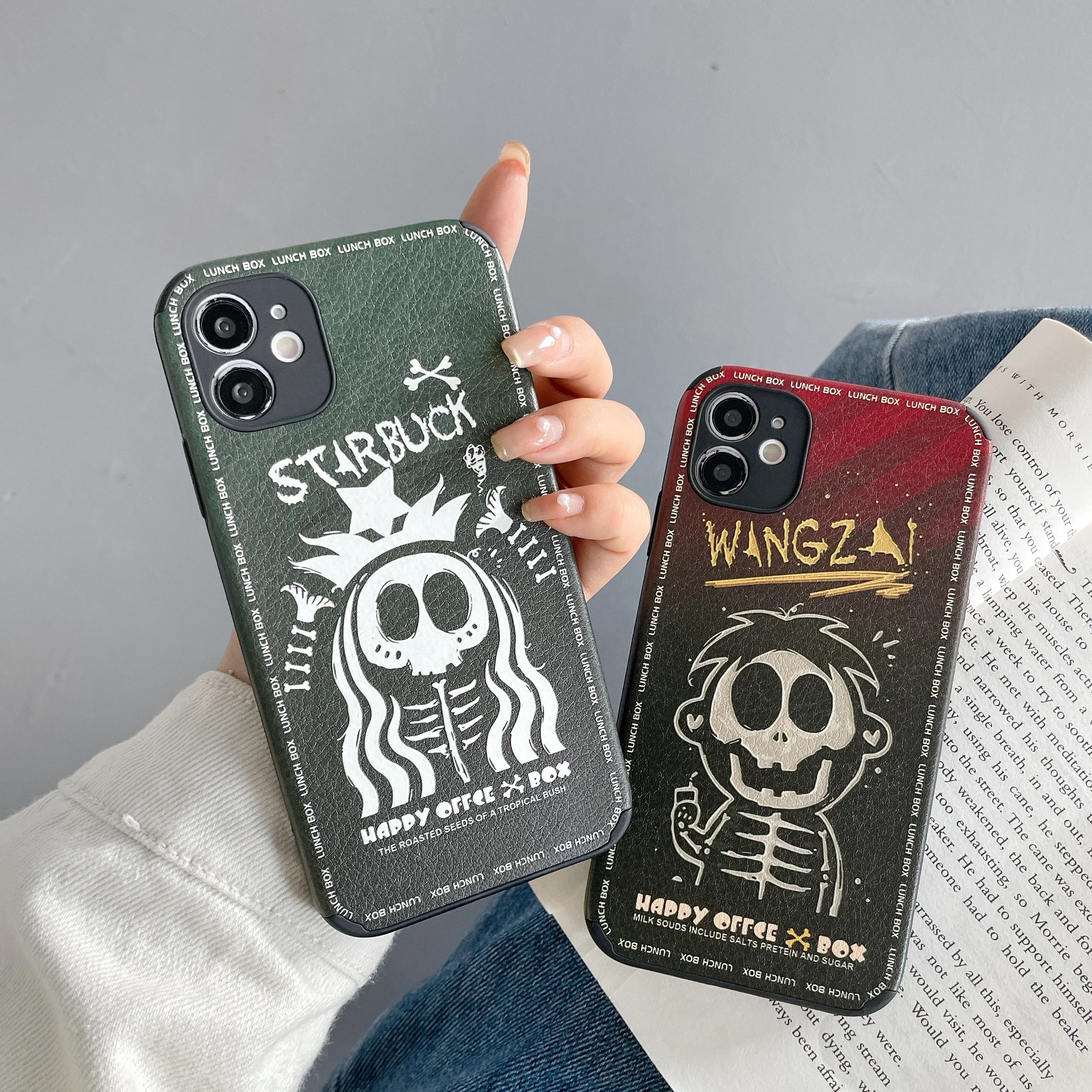 Wholesale spoof cartoon skull lambskin anti-collision Mobile Phone Case for iPhone 7 8p XS XR 11 12 13 pro max cover