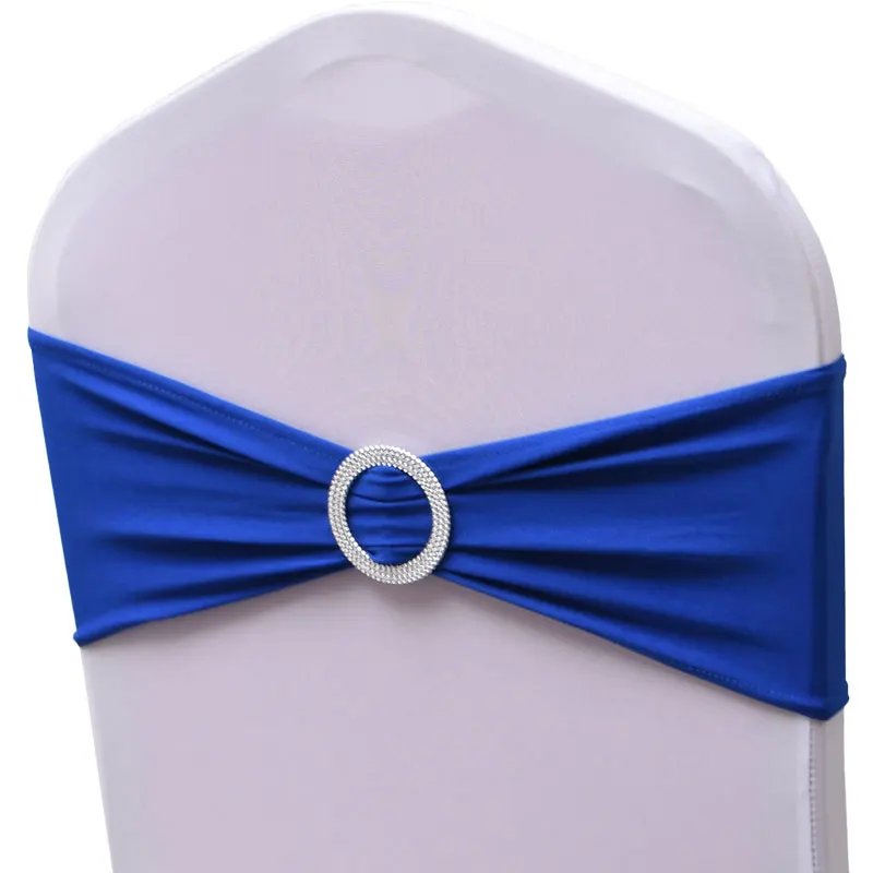 Недорогие эластичные ленты на стулья из спандекса, Королевский пояс на стул с пряжкой для банкета, дома, вечеринки, отеля, свадьбы, декоративные ленты TX