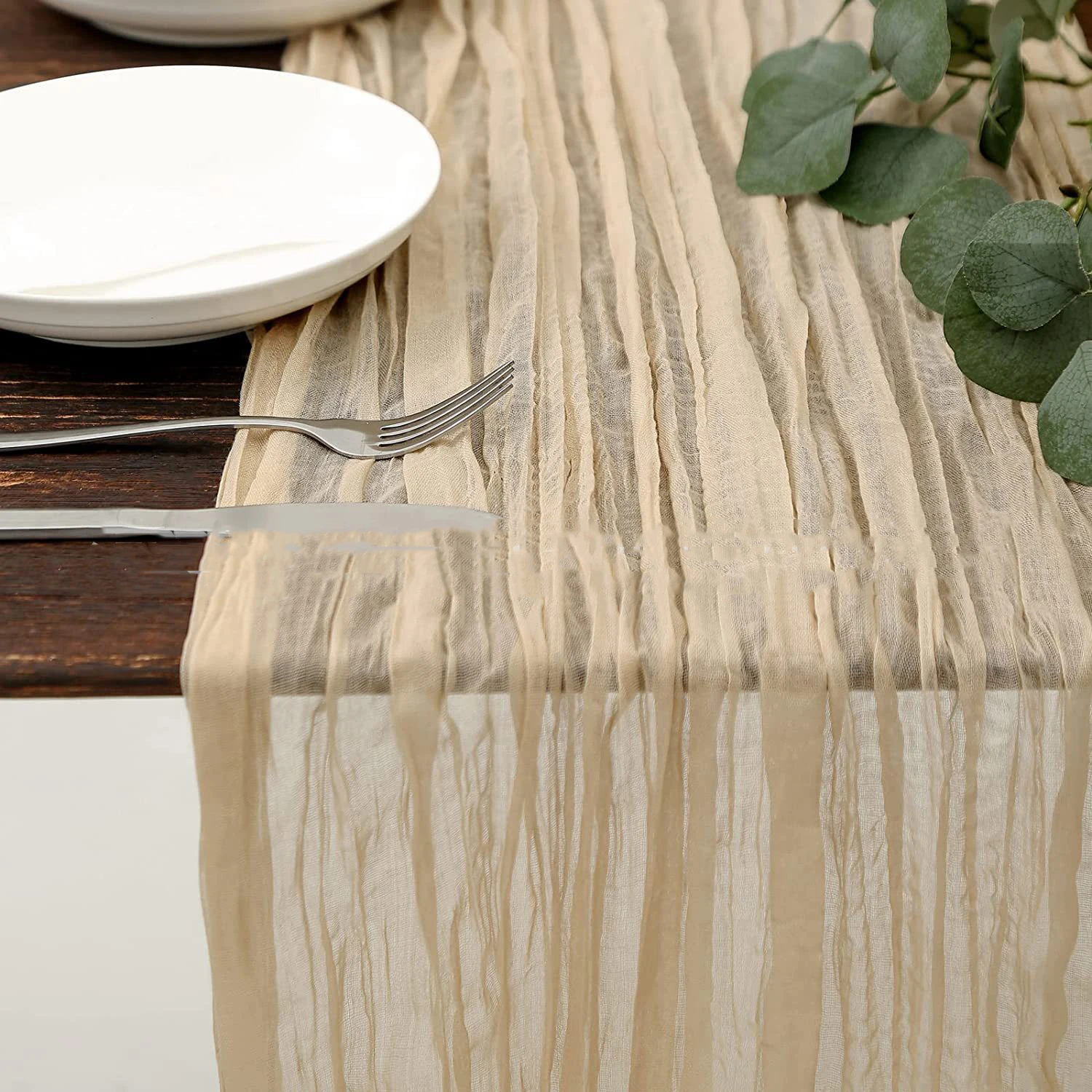 Thickened pleated cloth table flag holiday party wedding arrangement decoration crumpled cloth table flag wholesale