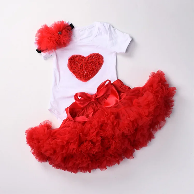 White baby crawling clothes suit red Love Pattern cute T-shirt jumpsuit set top clothing onesies newborn rompers