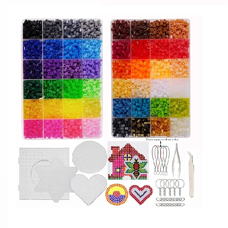 48 Colors 5mm Fuse Beads Kit Ironing Beads Pixel Art DIY Puzzle 3D Puzzles Toy Crafts Making Handmade Gift Melting Beads Set