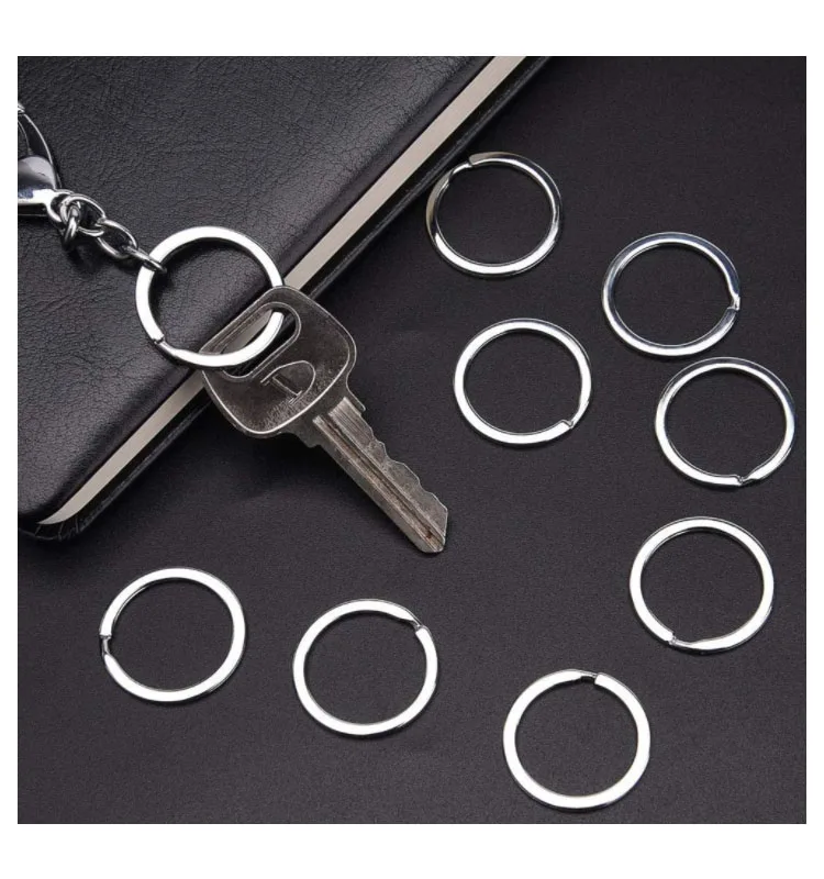 304 Stainless Steel 15mm 20mm 25mm 28mm 30mm 32mm 35mm 38mm Round Split Key Ring Split Flat Key Ring For Keychains