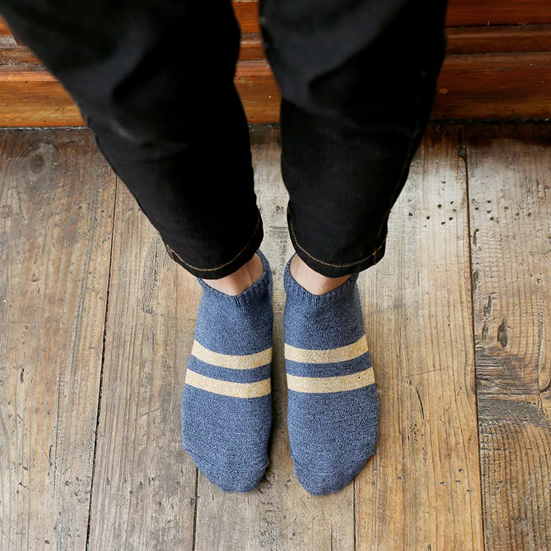 Spring Summer Classic All-match Stripes Short Boat Socks Cotton Sweat-Absorbent Casual Men Socks