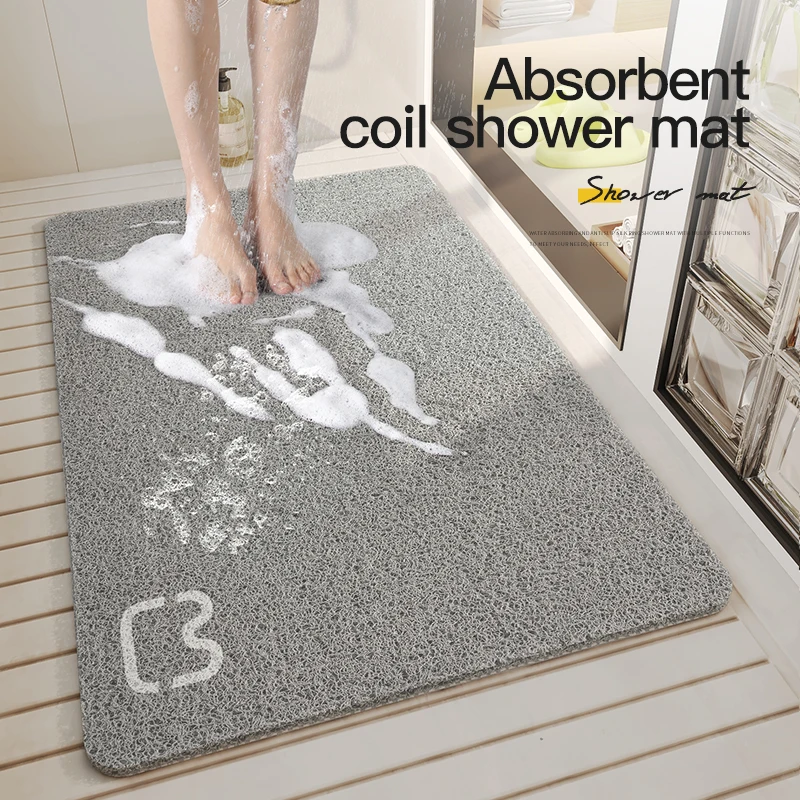 Factory outlet Bathtub Loofah coil Shower Mat Non Slip Anti Slip Wire Loop Bathroom Rug Washable Bath Carpet Soft PVC Bath Mats