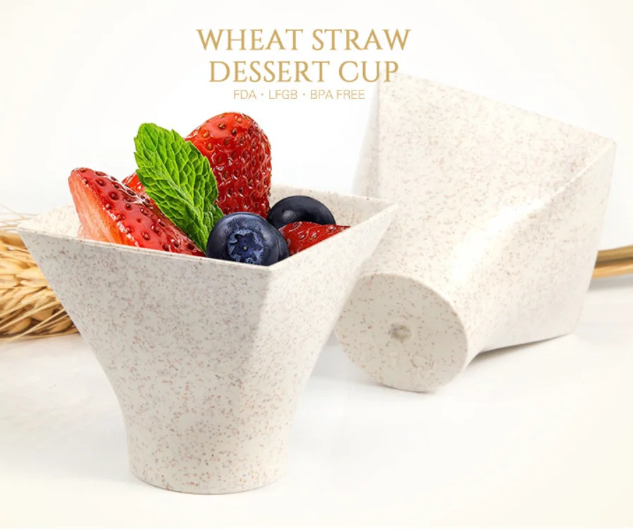 Degradable 75 ml 2.5 oz square round bottom cake dessert mousse cup