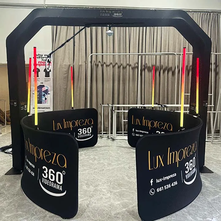 2024 New Design Overhead 360 Photo Booth With Tv Mount Rgb Led Ring Lights Top 360 Spinner Photo Booth With Remote Control