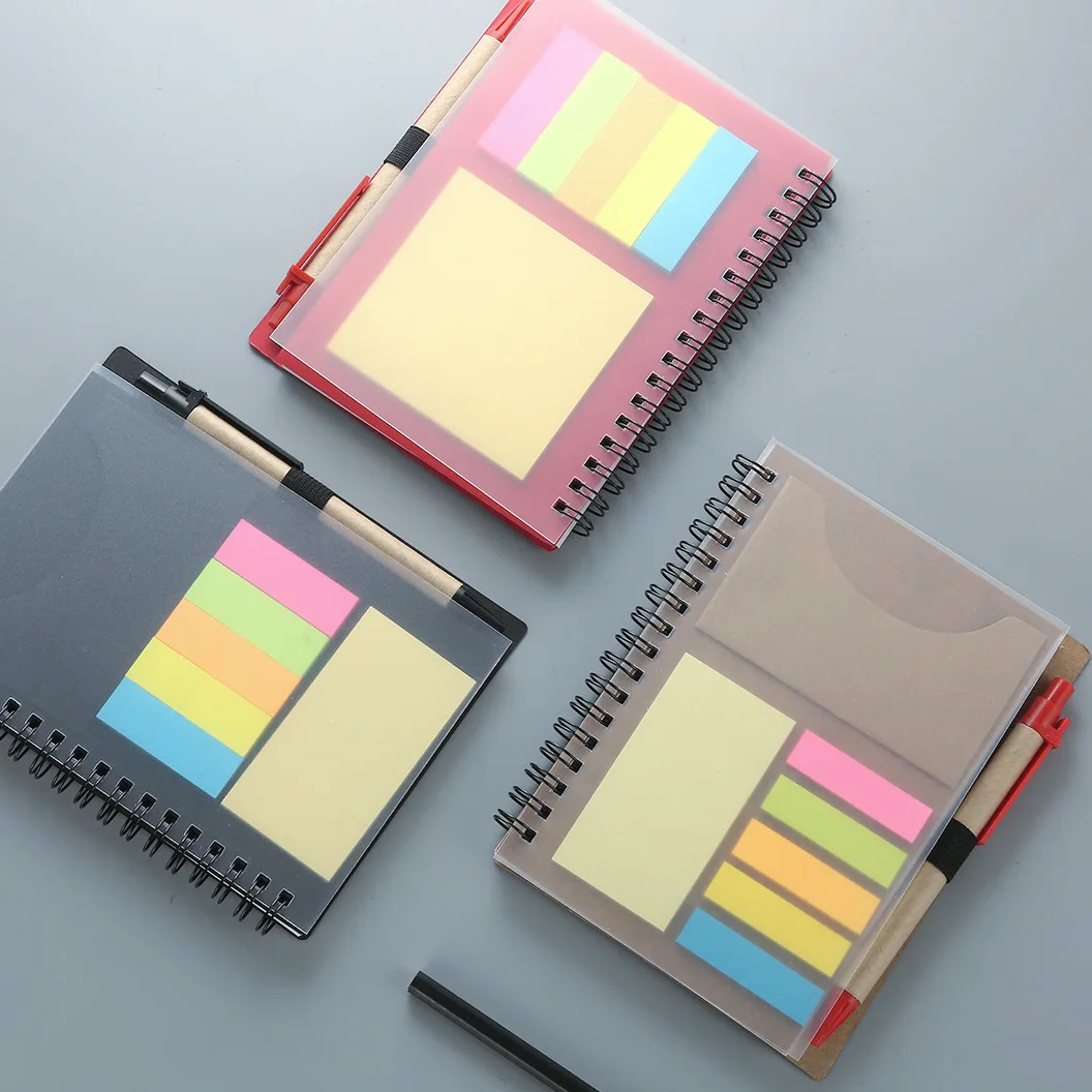 PP coil book logo creative convenience note combination notepad with pen advertising business kraft paper notebook